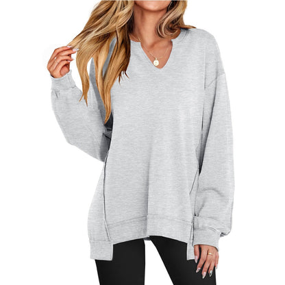 Ember Women’s Oversized Sweatshirt with V-Neck and Ribbed Cuffs 2