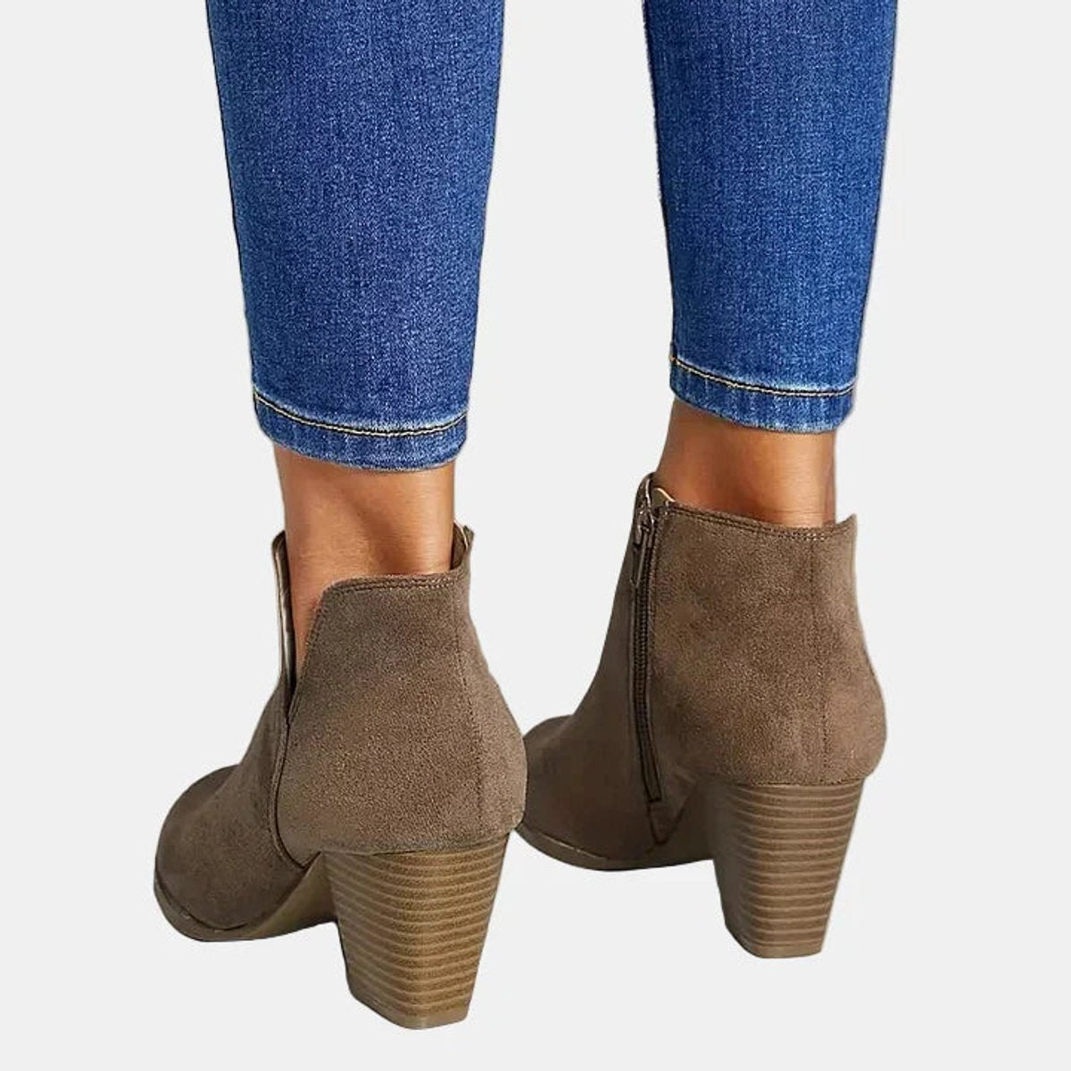 Emilia Women’s Ankle Boots with Suede Block Heel and Side Zipper 3