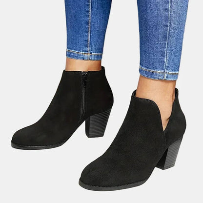 Emilia Women’s Ankle Boots with Suede Block Heel and Side Zipper 4