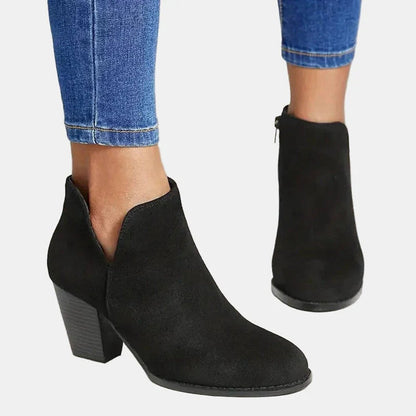 Emilia Women’s Ankle Boots with Suede Block Heel and Side Zipper 5