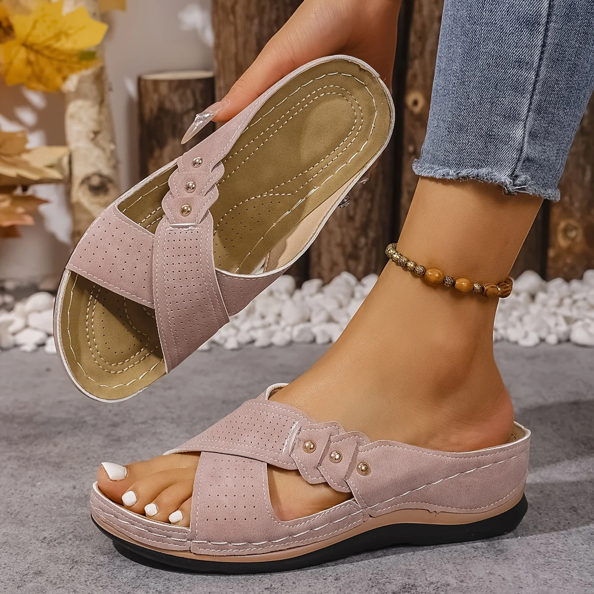 Ezera Women’s Sandals with Orthopedic Support and Lightweight Wedge Design 4
