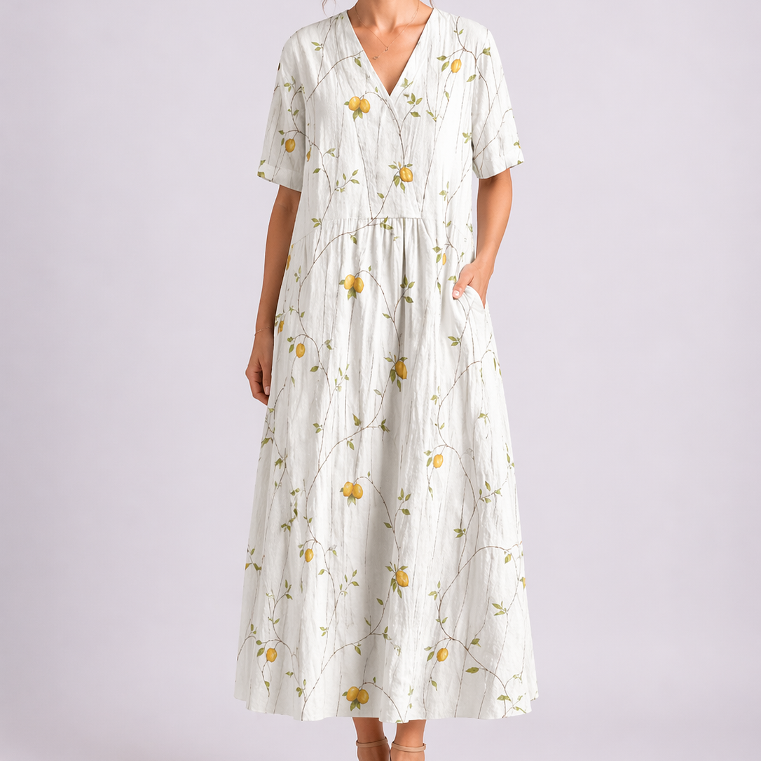 Flora Women’s Midi Dress with V-Neck and Floral Print for Summer Wear 7