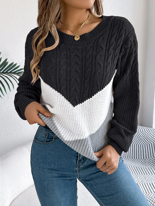 Flora Women's Pullover Sweater | Chevron Stitch Knit, Cozy Knitwear 0