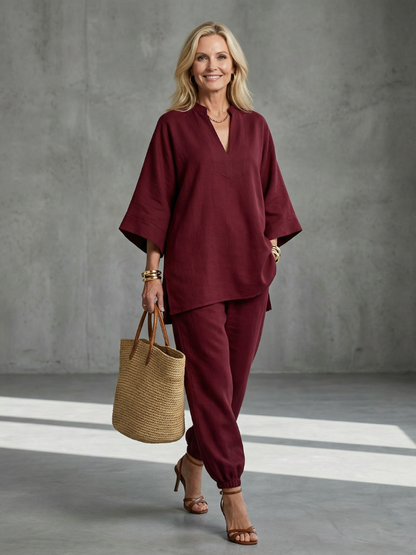 Gala Women’s Tunic Set with V Neck and Wide Sleeves 1
