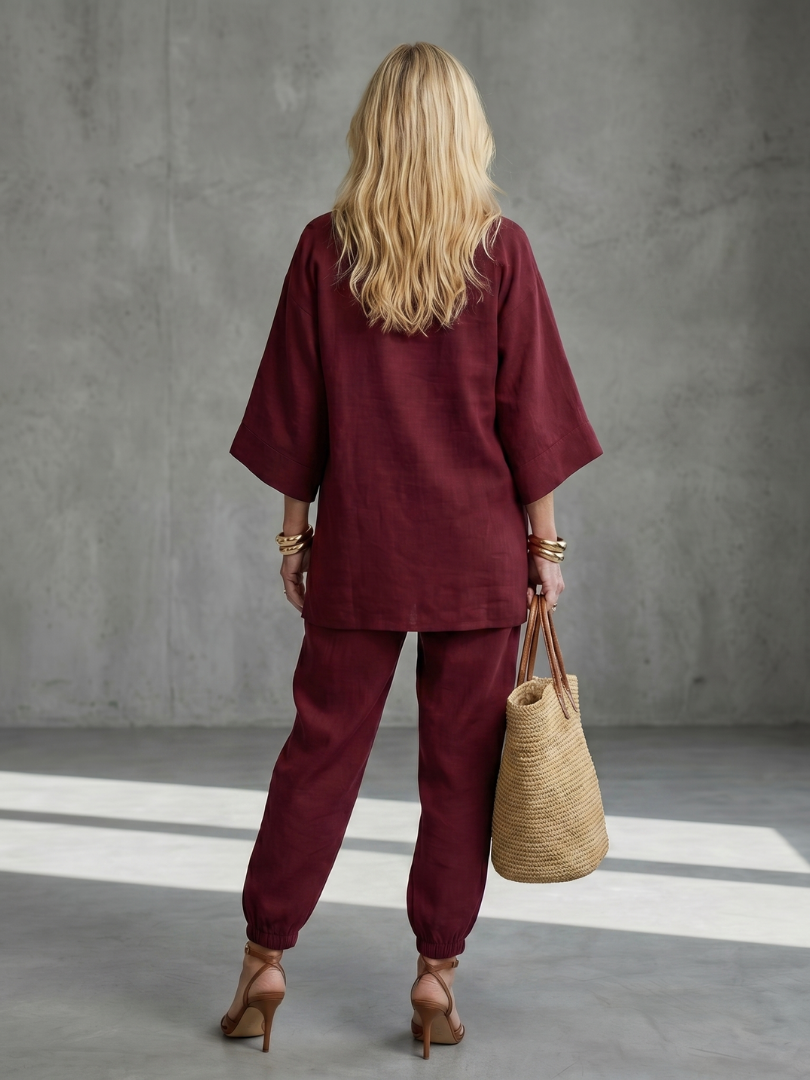 Gala Women’s Tunic Set with V Neck and Wide Sleeves 4