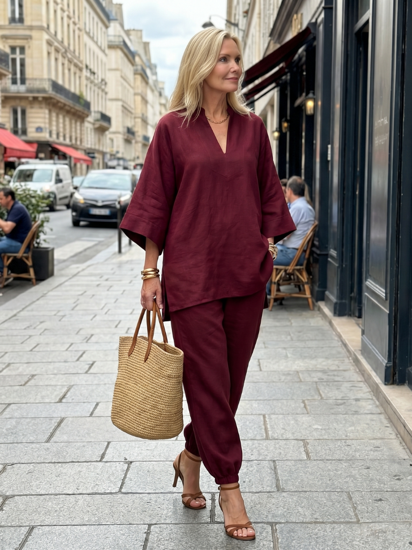 Gala Women’s Tunic Set with V Neck and Wide Sleeves 5