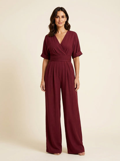 Gina Women's Jumpsuit with V-Neck and Relaxed Wide-Leg Design 1