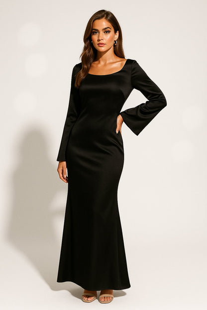 Greta Women’s Maxi Dress with Satin Finish and Fishtail Hem for Formal Occasions 2