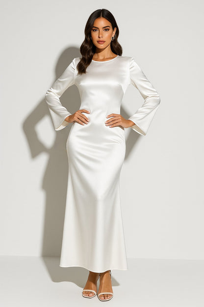 Greta Women’s Maxi Dress with Satin Finish and Fishtail Hem for Formal Occasions 4