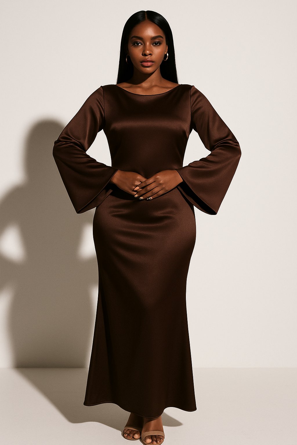Greta Women’s Maxi Dress with Satin Finish and Fishtail Hem for Formal Occasions 6