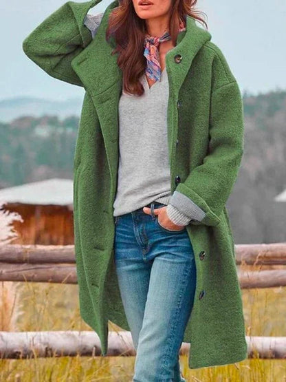 Haven Women's Fleece Coat | Hooded, Button Placket, Casual Winter Warmth 0