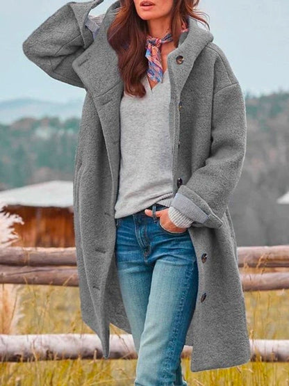Haven Women's Fleece Coat | Hooded, Button Placket, Casual Winter Warmth 4