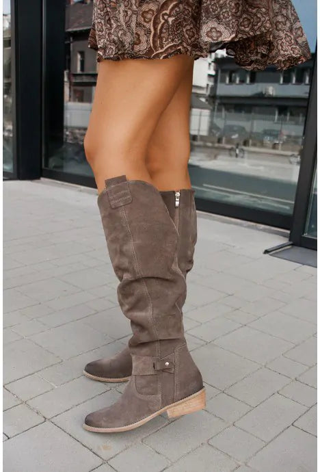 Haven Women’s Knee High Boots with Zipper Closure and Low Heel 7