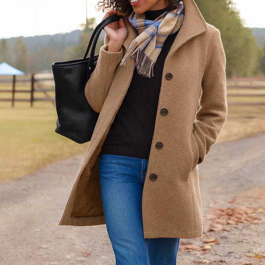 Helga Women's Classic Winter Coat | Long Fit, Button Placket 0