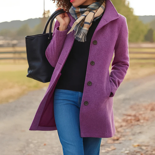 Helga Women's Classic Winter Coat | Long Fit, Button Placket 1