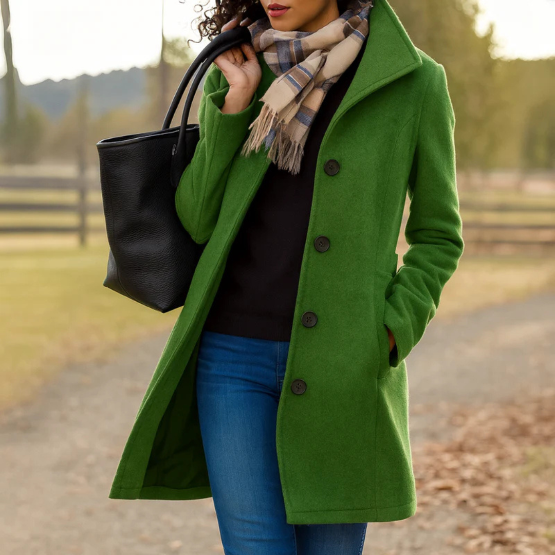 Helga Women's Classic Winter Coat | Long Fit, Button Placket 2