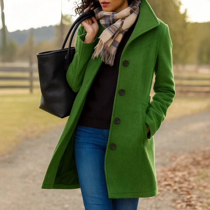 Helga Women's Classic Winter Coat | Long Fit, Button Placket 2