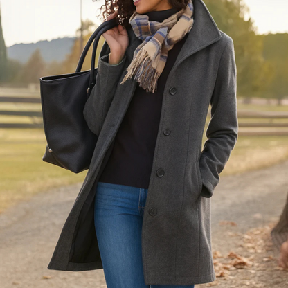 Helga Women's Classic Winter Coat | Long Fit, Button Placket 3