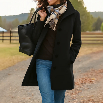 Helga Women's Classic Winter Coat | Long Fit, Button Placket 4