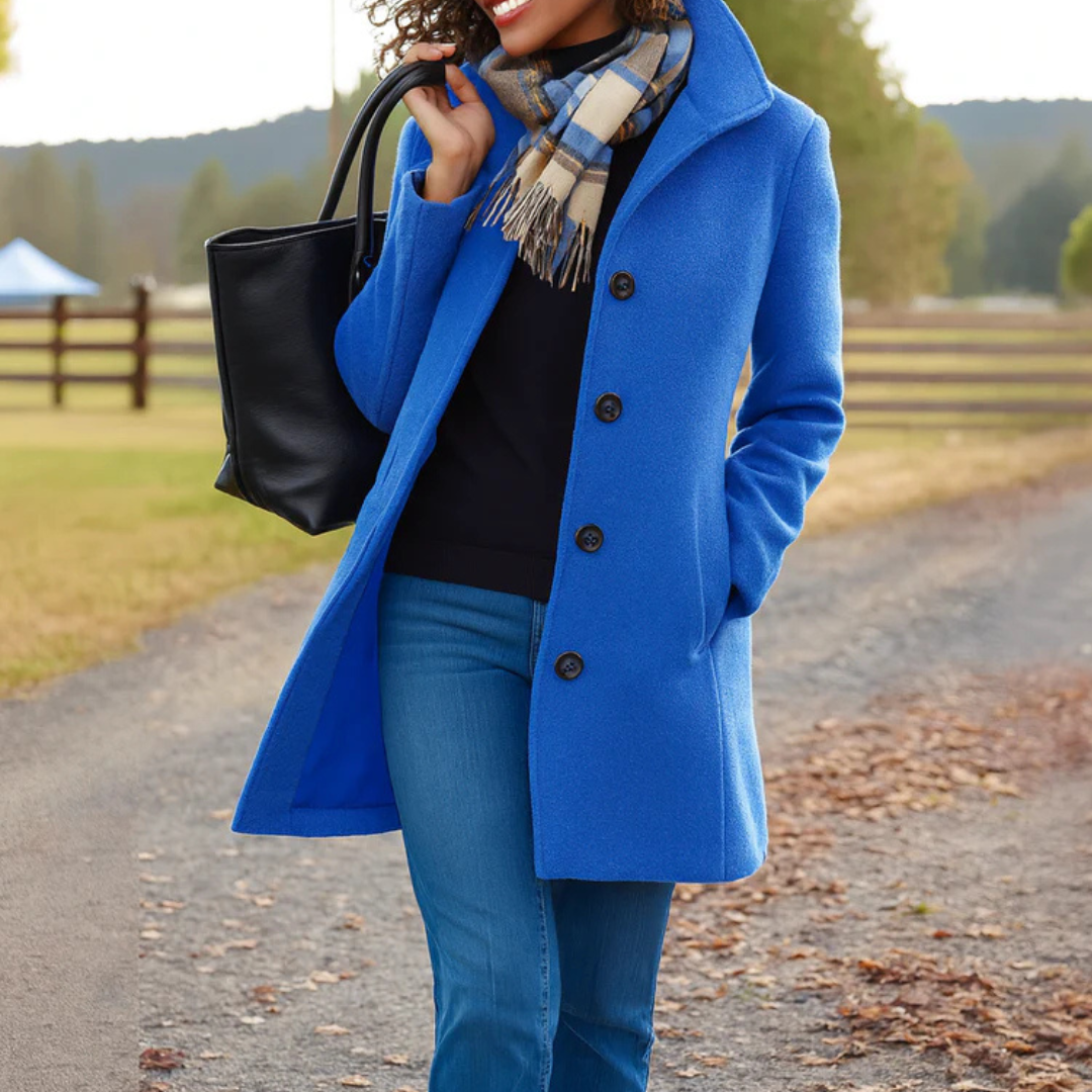 Helga Women's Classic Winter Coat | Long Fit, Button Placket 7