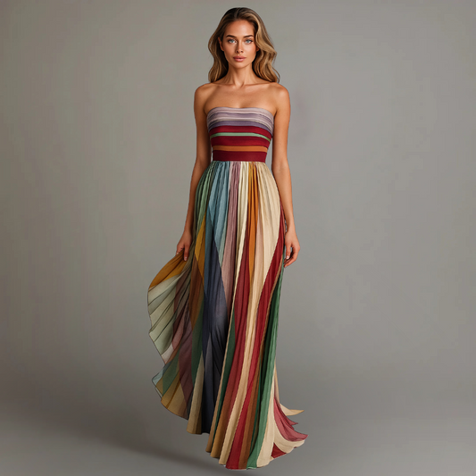 Jade Women’s Maxi Dress with Strapless Neckline and Pleated Design 0