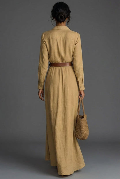 Joanna Women’s Maxi Dress with Wrap Design and Long Sleeves 1