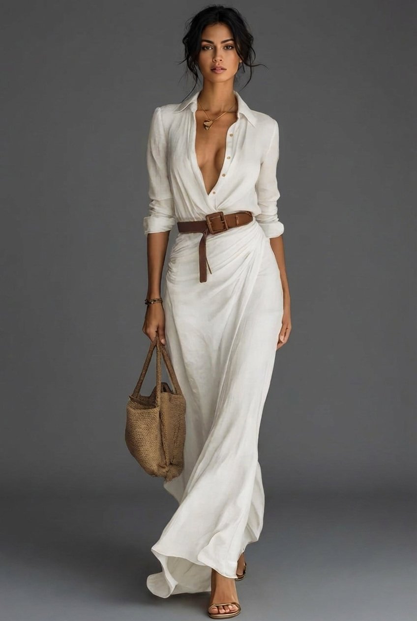 Joanna Women’s Maxi Dress with Wrap Design and Long Sleeves 3