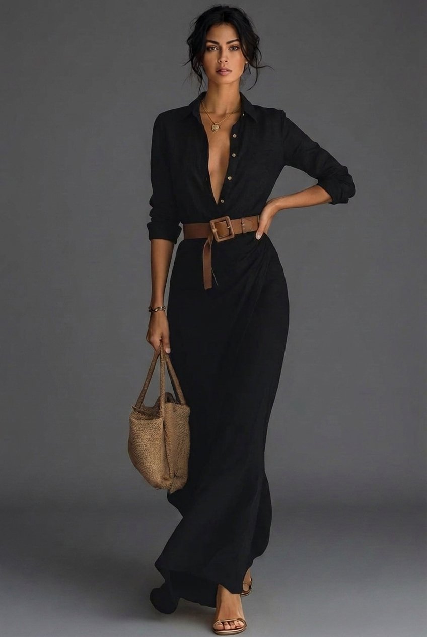 Joanna Women’s Maxi Dress with Wrap Design and Long Sleeves 4
