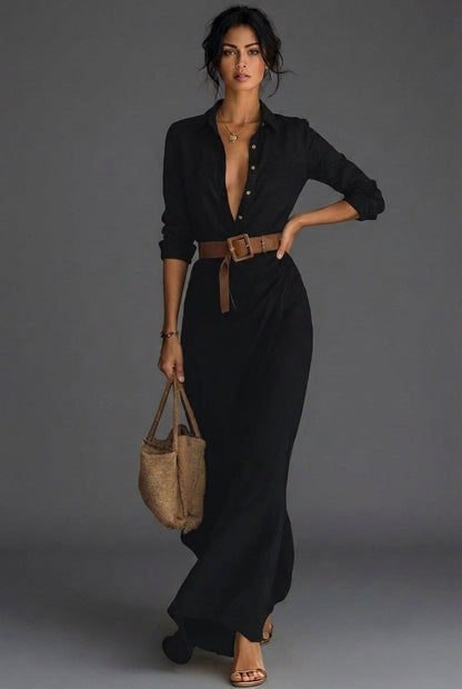 Joanna Women’s Maxi Dress with Wrap Design and Long Sleeves 4