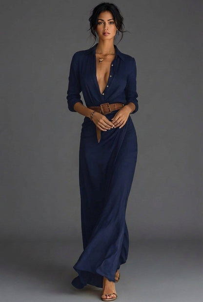 Joanna Women’s Maxi Dress with Wrap Design and Long Sleeves 5