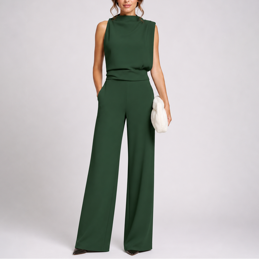 Juno Women’s Jumpsuit with Sleeveless High Neck and Wide-Leg Trousers 0