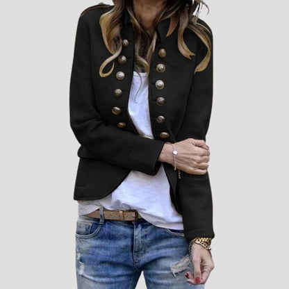 Kara Women's Cropped Military Jacket | Double Breasted, Tailored Fit 1