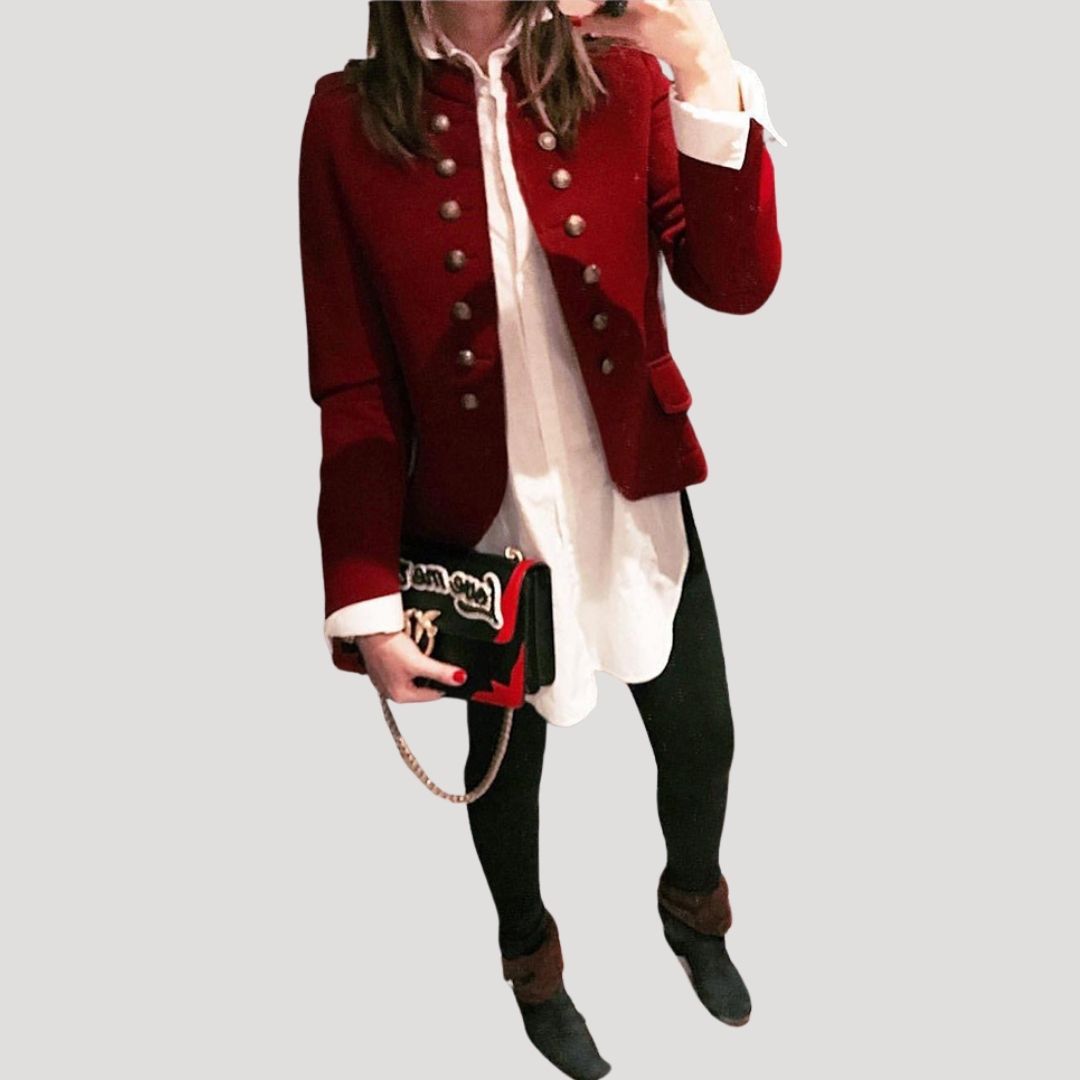 Kara Women's Cropped Military Jacket | Double Breasted, Tailored Fit 2