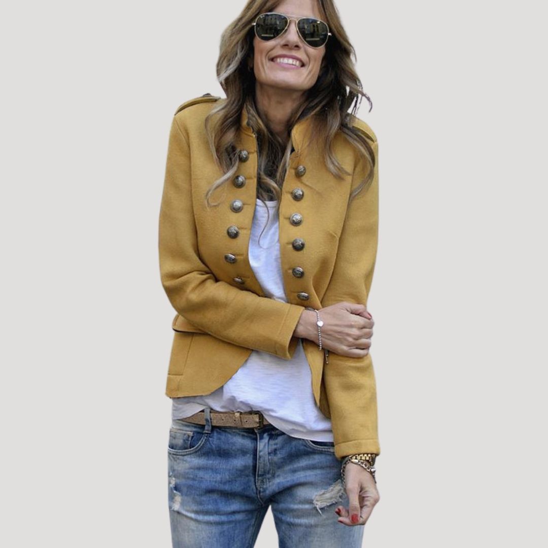 Kara Women's Cropped Military Jacket | Double Breasted, Tailored Fit 3