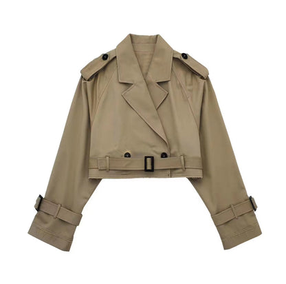 Kara Women's Short Trench Coat | Tailored Fit with Belt, Chic Design 0