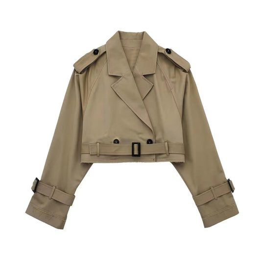 Kara Women's Short Trench Coat | Tailored Fit with Belt, Chic Design 0