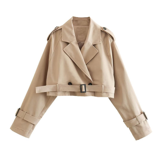 Kara Women's Short Trench Coat | Tailored Fit with Belt, Chic Design 1
