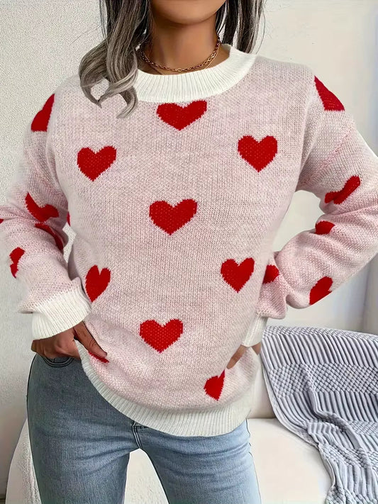 Kara Women's Sweater | Elegant Heart Pattern, Soft Fabric 0