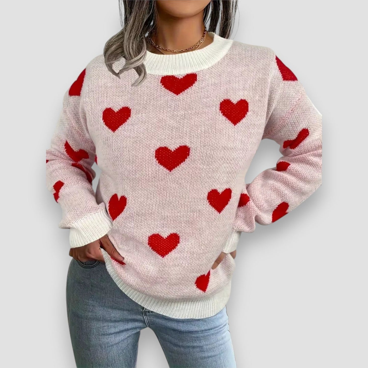 Kara Women's Sweater | Elegant Heart Pattern, Soft Fabric 2