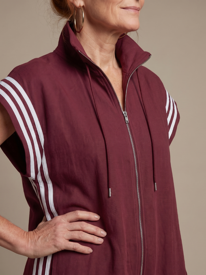 Lark Women's Jumpsuit with Zip Front and Side Stripe Panels 2