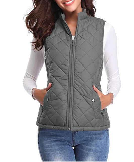 Liora Women's Black Gilet | Lightly Lined Quilted Puffer with Zipper 1