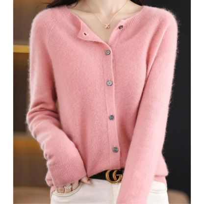 Liora Women's Cashmere Cardigan | Merino Wool Blend, Elegant O-Neck 1