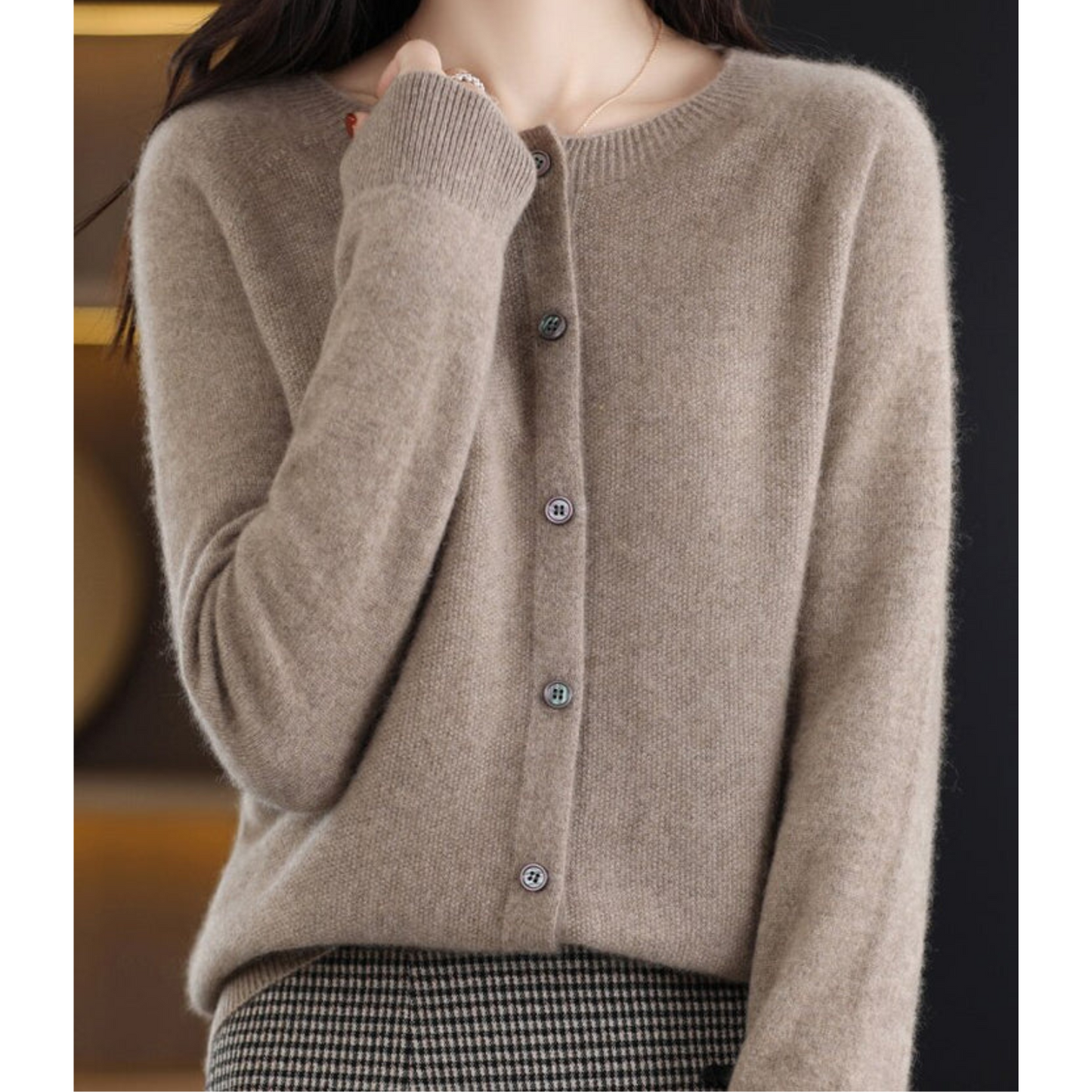 Liora Women's Cashmere Cardigan | Merino Wool Blend, Elegant O-Neck 10