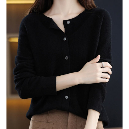 Liora Women's Cashmere Cardigan | Merino Wool Blend, Elegant O-Neck 5
