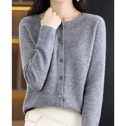 Liora Women's Cashmere Cardigan | Merino Wool Blend, Elegant O-Neck 6