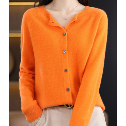 Liora Women's Cashmere Cardigan | Merino Wool Blend, Elegant O-Neck 7