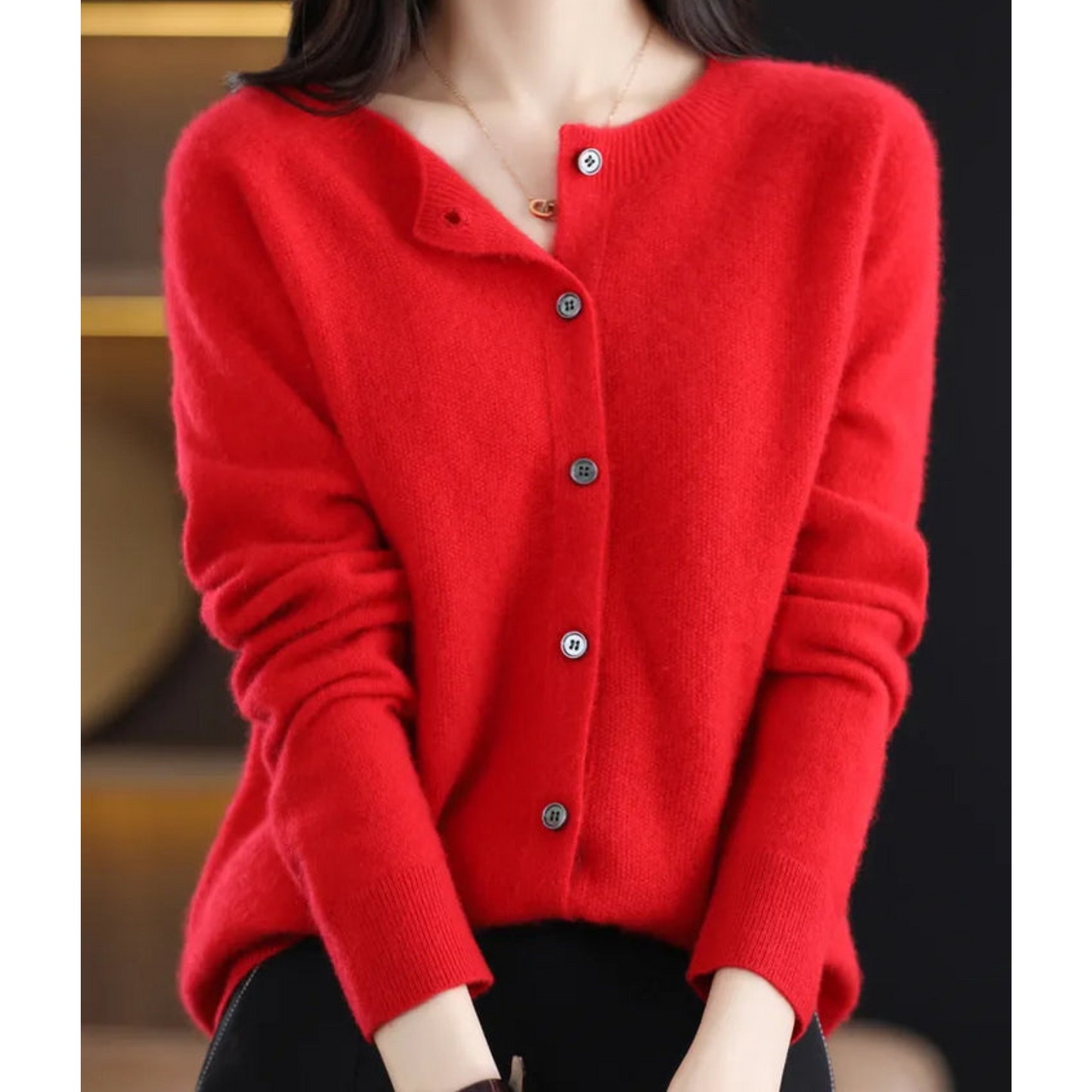 Liora Women's Cashmere Cardigan | Merino Wool Blend, Elegant O-Neck 9