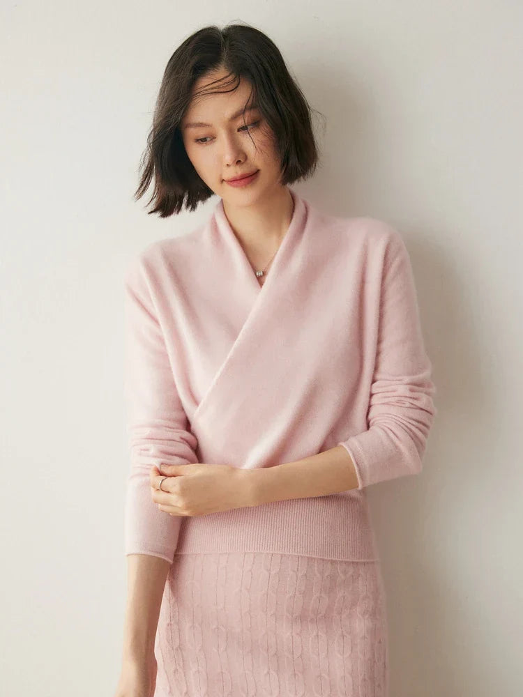 Liora Women's Wrap Sweater | Elegant Crossover Design, Slim Fit 0