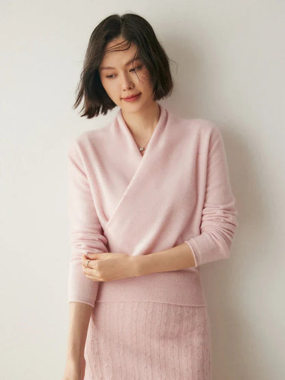 Liora Women's Wrap Sweater | Elegant Crossover Design, Slim Fit 0