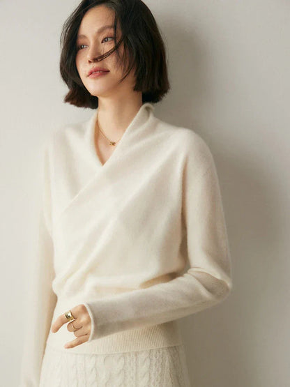 Liora Women's Wrap Sweater | Elegant Crossover Design, Slim Fit 4